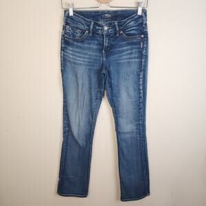 Silver Jeans Co Women Suki Mid Slim Bootcut Jeans Size 27x33 Distressed